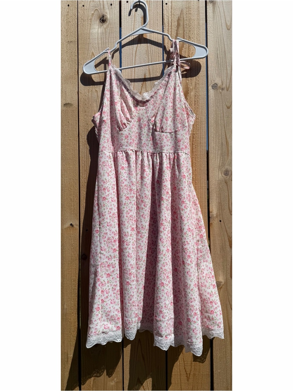 SHEIN Pink Floral Tie-Strap Sundress
